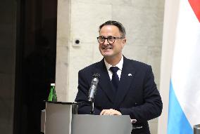 Press conference of Andrii Sybiha, Xavier Bettel and Yuriko Backes in Kyiv